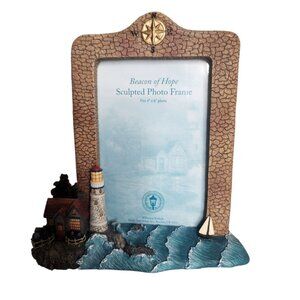Thomas Kincade Sculpted Frame Beacon Of Hope Lighthouse & Waves for 4”x6” Photo